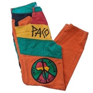 Vintage Paco Jeans Orange Color Block Jeans Size 33 Africa Unity Freedom Baggy